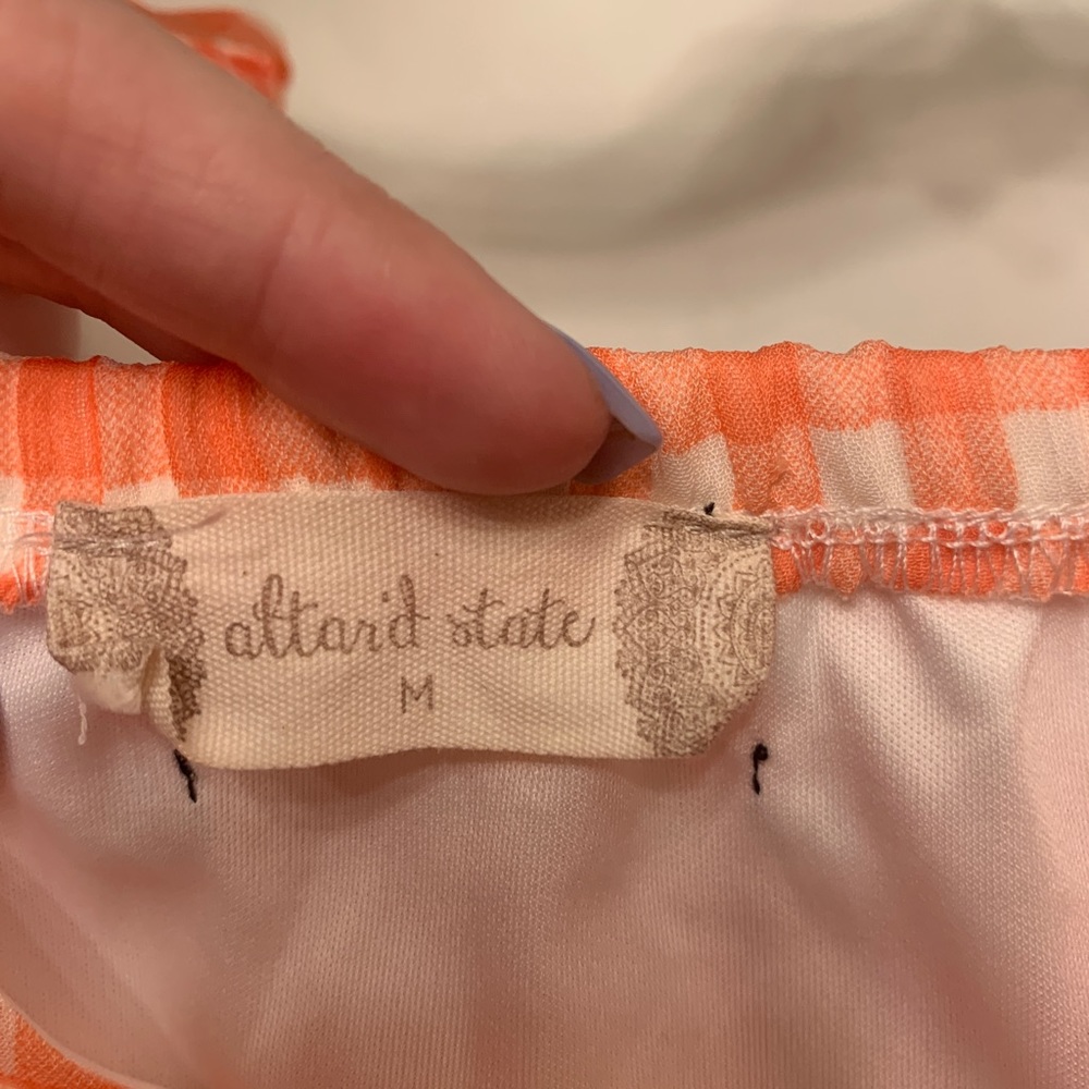 Altar’d State Orange Gingham Romper Size M - Picture 3 of 3